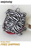 weiyinxing Larg Backpack Cow Zebra Women Leather Rucksack Women's Knapsack Travel Backpacks Shoulder School Bags Mochila Back Pack