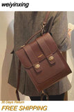 weiyinxing Vintage Brand Woman Backpack High Quality PU Leather School Bags For Teenage Girls Fashion Soft Ladies Double Shoulder Bags