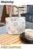 Weiyinxing Retro Women Small Tote Shoulder Bags Student Girls Lunch Bento Bag Hand Carry Shopper Bag Female Clutch Purse Handbags