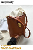 Weiyinxing Brand Handbag for Women High Quality Leather Bucket Crossbody Bags Vintage Classic Women's Shoulder Bag Lady Travel Tote Bag