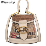 Weiyinxing Brand Graffiti Horseshoe Bags for Women High Quality Leather Shoulder Bag Luxury Purses and Handbags Designer Crossbody Bag