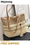 Weiyinxing Women's Bag Vintage Beach Bags Luxury Designer Straw Handbag Casual Handmade Woven Tote Large Capacity Shoulder Bag Shopper Sac