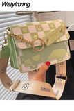 Weiyinxing Ladies Luxury Tiger Plaid Shoulder Bag 2023 Summer Fashion Broadband Contrast Color Crossbody Bags for Women Free Shipping