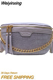Weiyinxing Gold Chain Design PU Leather Crossbody Bags For Women 2023 New White Shoulder Messenger Handbags Small Chest Bag Travel