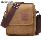 Weiyinxing Men's Casual Style Canvas Shoulder Messenger Bags Multi-pocket with lid Handbag Crossbody Flap Bag For Man Business Sling Bag