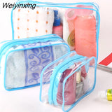 Weiyinxing Travel Organizer Clear Makeup Bag Women Beauty Toiletry Kit Wash Pouch Transparent PVC Small Large Cosmetic Wash Zipper Bag