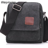 Weiyinxing Men's Casual Style Canvas Shoulder Messenger Bags Multi-pocket with lid Handbag Crossbody Flap Bag For Man Business Sling Bag