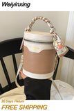 Weiyinxing Fashion Lady Handbag 2023 New Crocodile Pattern Cylindrical Crossbody Bags Simple Handbag Personality Silk Scarf Portable