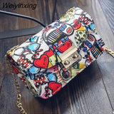 Weiyinxing New Women Bags Summer Graffiti Ladies Designer Handbags High Quality Chain Mini Bag Women Messenger Bags For Women Clutch