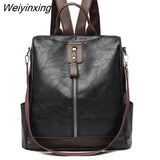 Weiyinxing PU Leather Backpack Women Big Capacity Travel Backpack Teenager School Bag Female Business Knapsack Luxury Bag