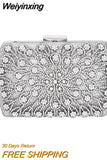 Weiyinxing Wedding Clutch Purse Luxury Women Handbag Design Party Shoulder Bag Flower Hollow Out Pattern Ladies Evening Night Bag