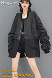 Weiyinxing Black Jacket Women Loose Casual Round Neck Long Sleeve Solid Color Coat 2023 Autumn New Fashion Tide 5SD002