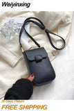 Weiyinxing Fashion Mini Mobile Phone Bag Solid Color PU Leather Shoulder Bag for Women Luxury Brand Female Crossbody Bag Travel Purses