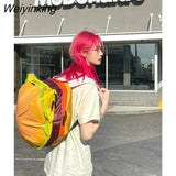 Weiyinxing Retro Hamburger Kawaii Shoulder Bag High Capacity Pu Leather Student Backpack Women Bag School Backpack College Students