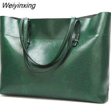 Weiyinxing YIDE Women Shoulder Bag Fashion Women Handbags Oil Wax Leather Large Capacity Tote Bag Casual Pu Leather women Messenger bag