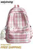 weiyinxing 2023 Women Backpack Female Cool Nylon Travel Bag Fashion Plaid Portable Cute Schoolbag College Teenage Girls Boys Bookbag