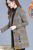 Weiyinxing Winter New Plaid Woolen Coat Women 2023 Middle-Aged Elderly Warm Fashion Double-Breasted Straight Overcoat