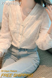 Weiyinxing Sleeve White Blouse Shirt Women Tops Blusas Mujer De Moda 2023 V-Neck Lace Blouse Women Shirts Blouses Blusa Camisas G383