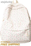 weiyinxing Waterproof Nylon Women Backpack Female Kawaii Flowers Travel Bag Cute Girl Fresh Schoolbag Preppy Bookbag Laptop Backpack