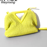 Weiyinxing Brand Cloud Bags for Women Leather Cowhide Fold Shoulder Bag Luxury Designer Triangle Handbag and Purse Crossbody Bag Clutch