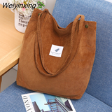 Weiyinxing Corduroy Shoulder Bag for Women Cotton Cloth Versatile Handbag Solid Color Eco Shopping bag 2023 Ladies Reusable Totes Bags