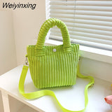 Weiyinxing Capacity Corduroy Bucket Bag Japanese Cute Plush Messenger Bag Kawaii Women's Bag Handbag Tote Bag Purses Little Bag