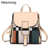 Weiyinxing Casual Plaid Shoulder Bag Fashion Stitching Backpack Brand Female Totes Crossbody Bags Women Leather bags