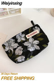 Weiyinxing Jacquard Flower Women's Cosmetic Bag Simple Portable Ladies Small Coin Purse Floral Handbags Student Girls Storage Bags