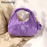 Weiyinxing Handbags Fashion Woman's Satchel Bag Pleated Designer Women Bags 2023 Trend Embroidered Thread Crescent Bags For Women