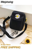 Weiyinxing Women's Single Shoulder Bag Fashion Solid Color Casual Handbag Outdoor Daisy Canvas Handbag Zipper Cross-body Bag Messenger Bag