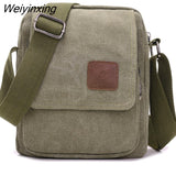 Weiyinxing Men's Casual Style Canvas Shoulder Messenger Bags Multi-pocket with lid Handbag Crossbody Flap Bag For Man Business Sling Bag