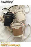 Weiyinxing Fashion Lady Handbag 2023 New Crocodile Pattern Cylindrical Crossbody Bags Simple Handbag Personality Silk Scarf Portable