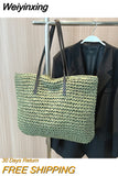 Weiyinxing Design Women Straw Woven Tote Bags New Fashion Beach Shoulder Bag Summer Casual Large Capacity Handbags Simple Shopping