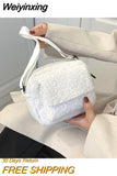 Weiyinxing Plush Fabric Women's Shoulder Crossbody Bag Small Fashion Lambs Wool Fluffy Fur Winter Female Bag Designer Handbags