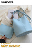 Weiyinxing Bucket Bag Women's High-capacity Handbags 2023 Korean Version Fashion Advanced Texture Silk Scarf Handheld Bucket Bags Niche