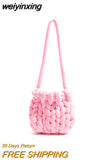 weiyinxing Crochet Crossbody Bags Designer Knitted Women Shoulder Bags Rope Woven Messenger Bag Handmade Small Tote Shopper Purses