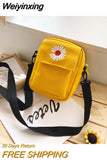 Weiyinxing Women's Single Shoulder Bag Fashion Solid Color Casual Handbag Outdoor Daisy Canvas Handbag Zipper Cross-body Bag Messenger Bag
