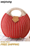 weiyinxing Shell Round Wicker Woven Women Handbags Designer Rattan Lady Shoulder Crossbody Bags Casual Summer Beach Straw Bag Purse