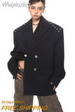 Weiyinxing Metal Circular Hole Design Fashion Women Blazers Notched Collar Double Breasted Loose Suit Coat Autumn 2023 New R5978