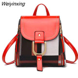 Weiyinxing Casual Plaid Shoulder Bag Fashion Stitching Backpack Brand Female Totes Crossbody Bags Women Leather bags