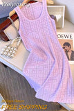 Weiyinxing Jacquard Knitted Dress For Women Spring Summer 2023 New Sexy Black Purple Basic Bodycon Sweater Dress Slim Elastic P526