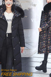 Weiyinxing Double Side Down Cotton Jacket Fur Collar Hooded Parka Women Quilted Jacket Female Coat Windproof Long Print Snow Outwear