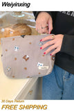 Weiyinxing Canvas Cotton Women Makeup Bag New Organize Zipper Pen Bags Cute Cat Embroidery Travel Wash Pouch Female Cosmetic Clutch