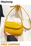 Weiyinxing PU Leather Designer Handbags for Women 2023 Girls Fashion Casual Shoulder Bags Korean Style Cute Solid Color Saddle Bags
