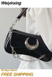 Weiyinxing Design Women's Underarm Bag Moon Locking Buckle Female Shoulder Bag PU Leather Ladies Crossbody Bags Purse Handbags