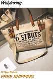 Weiyinxing Large Capacity Canvas Tote Bag For Women Luxury Designer Handbag Purse Ladies Crossbody Shoulder Bags Shopping Bucket Bag