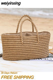 weiyinxing Large Capacity Tote Straw Bags Handmade Woven Women Handbags Summer Beach Basket Bag Lady Travel Bali Big Purses 2023