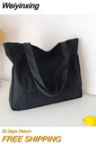 Weiyinxing Solid Color Women's Portable Large Bag Korean Version Trend New Large Capacity Tote Bag Canvas Ocean Casual Shoulder Bag