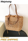 Weiyinxing Straw Weave Bag for Women 2023 Summer Brand Designer Female Handbags Luxury Shoulder Bag Fashion Beach Basket Simple New