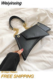 Weiyinxing Irregular Shape Women Shoulder Bags Brand Design Female Handbags and Purses High Quality PU Leather Solid Color Chain Bag